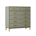 Cassettiera 120 x 45 x 150 cm in legno verde salvia con 7 cassetti stile moderno