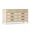 Cassettiera 160 x 50 x 100 cm in legno crema con 9 cassetti stile classico