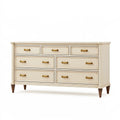 Cassettiera 160 x 45 x 90 cm in legno avorio con 7 cassetti stile classico