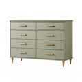 Cassettiera 160 x 45 x 100 cm in legno verde salvia con 8 cassetti stile moderno