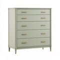 Cassettiera 100 x 45 x 145 cm in legno verde salvia con cinque cassetti stile classico