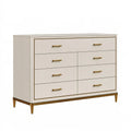 Cassettiera 140 x 45 x 120 cm in legno bianco e oro - 7 cassetti stile contemporaneo
