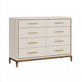 Cassettiera 150 x 45 x 100 cm in legno bianco e oro a 8 cassetti stile moderno