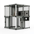 Recinto per gatti 120 x 80 x 180 cm in metallo grigio - struttura a livelli con rete