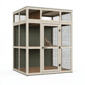Gabbia per gatti 120 x 60 x 180 cm in legno beige con rete metallica per interno