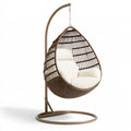 Poltrona sospesa 110 x 110 x 200 cm in rattan sintetico marrone con struttura in metallo per interni