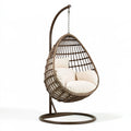 Poltrona sospesa 105 x 105 x 195 cm in metallo e fibra intrecciata marrone con supporto da esterno