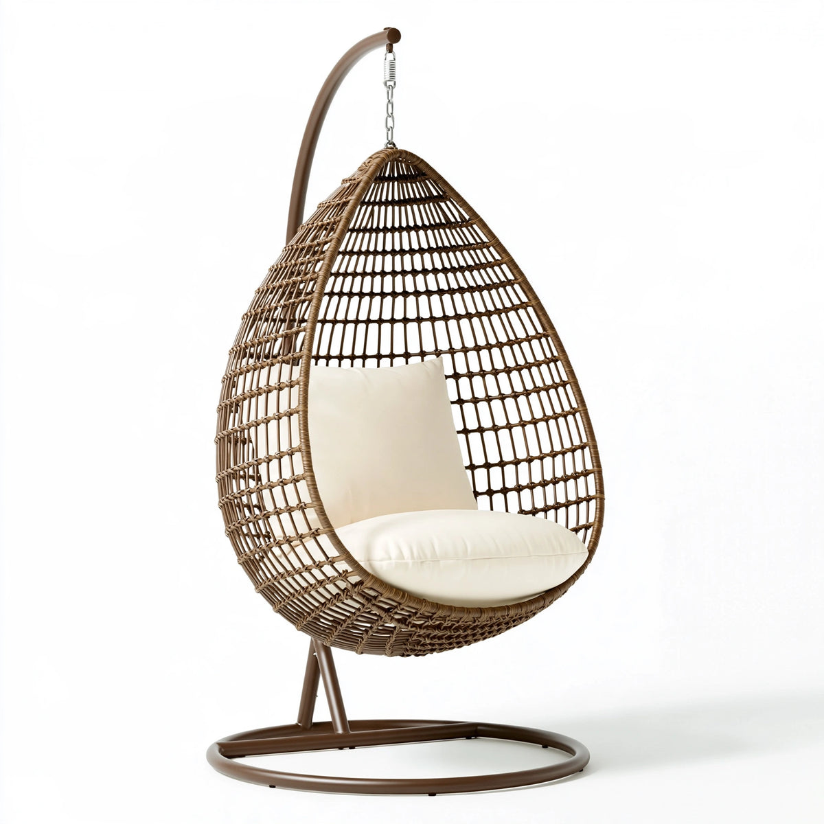 Poltrona sospesa 105 x 105 x 195 cm in rattan sintetico marrone stile bohémien
