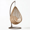 Poltrona sospesa 100 x 95 x 195 cm in fibra intrecciata marrone con struttura in metallo stile boho