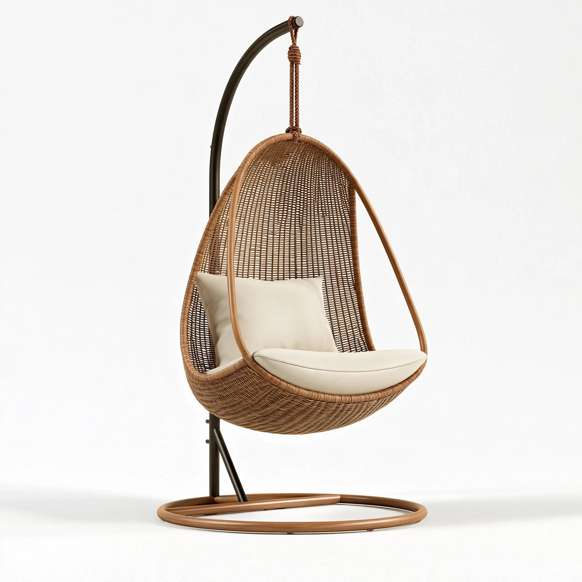 Poltrona sospesa 105 x 105 x 195 cm in rattan marrone per interni - stile bohémien