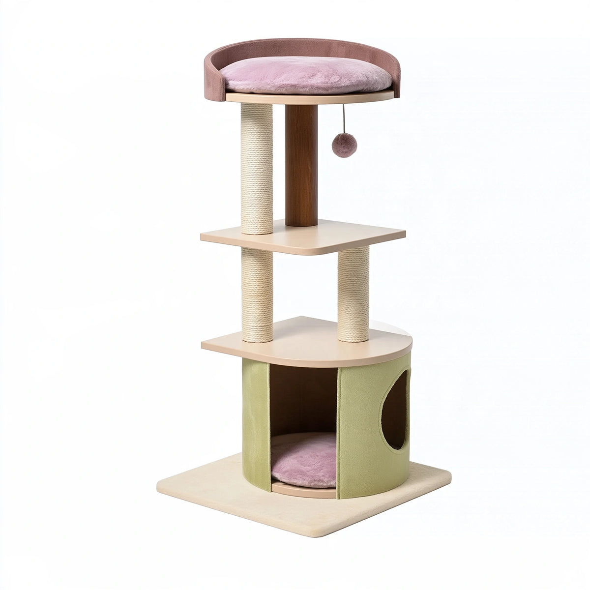 Albero tiragraffi per gatti 50 x 50 x 150 cm in legno e sisal rosa verde