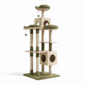 Albero tiragraffi per gatti 60 x 60 x 170 cm in tessuto e sisal verde beige con cucce e piattaforme
