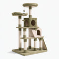 Albero tiragraffi per gatti 60 x 50 x 170 cm in sisal e tessuto peluche verde/beige con cucce e piattaforme