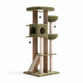 Tiragraffi per gatti 70 x 60 x 180 cm in legno verde con colonne in sisal e cuccia
