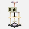 Albero tiragraffi per gatti 60 x 50 x 170 cm in sisal e tessuto verde lilla con cuccia e piattaforme