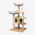 Albero tiragraffi per gatti 60 x 60 x 170 cm in sisal e peluche beige verde rosa azzurro con cuccia e piattaforme