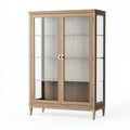 Vetrina 100 x 45 x 190 cm in legno e vetro marrone stile classico con ante