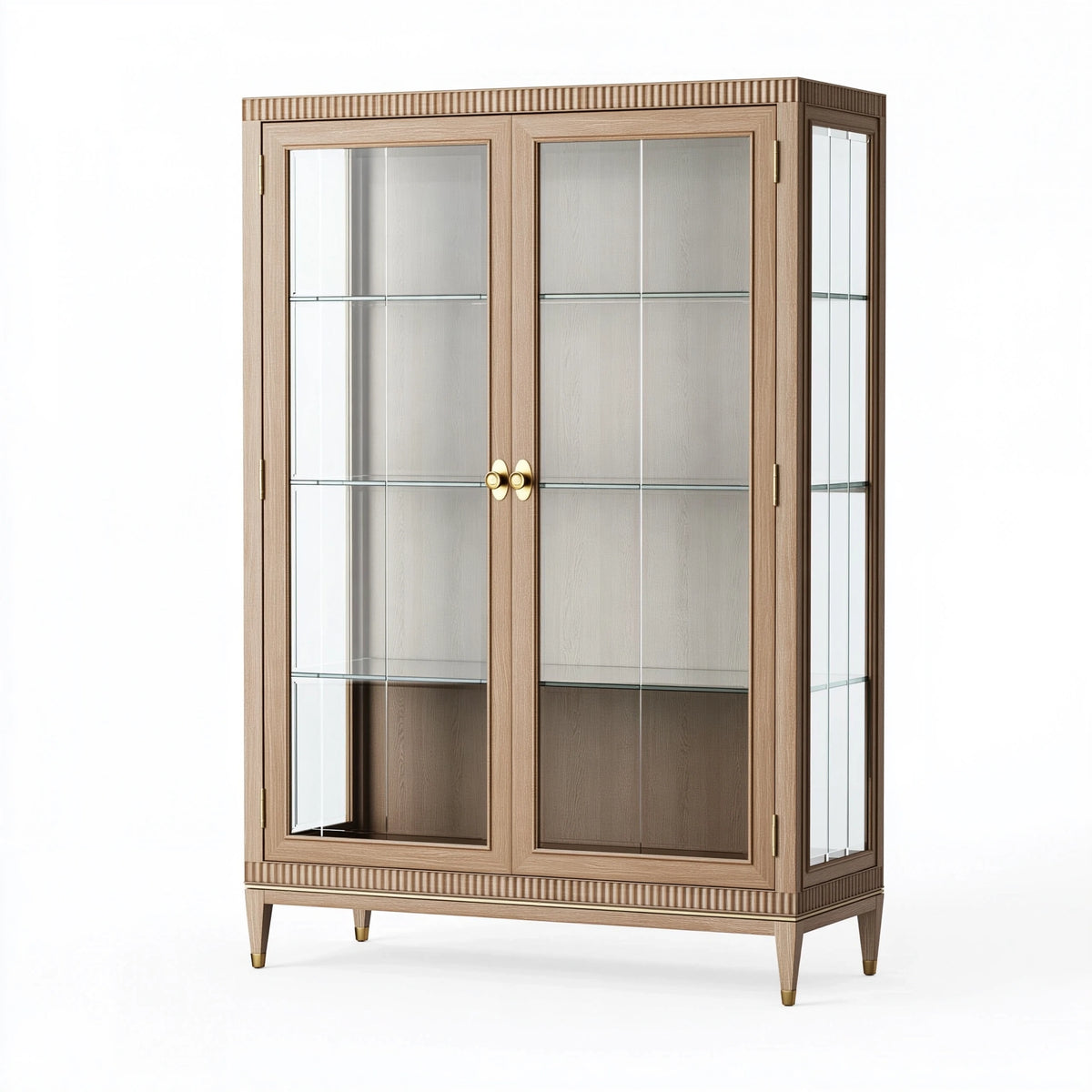 Vetrina 100 x 45 x 190 cm in legno e vetro marrone stile classico con ante