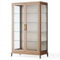 Vetrina 100 x 45 x 180 cm in legno marrone con vetro a due ante stile moderno