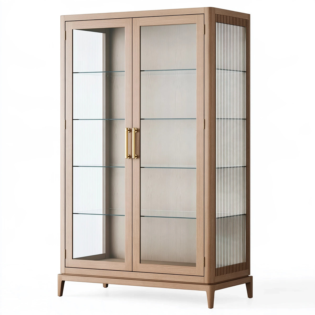 Vetrina 100 x 45 x 180 cm in legno marrone con vetro a due ante stile moderno