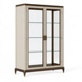 Vetrina 100x45x200 cm in legno e vetro bianco crema/marrone stile classico contemporaneo