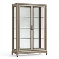 Vetrina 110 x 45 x 190 cm in legno e vetro grigio tortora stile classico per soggiorno